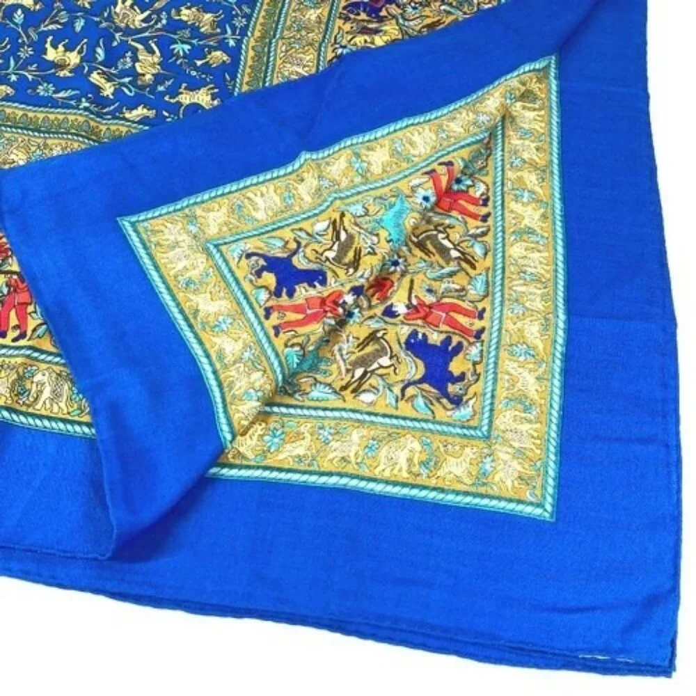 HERMES CHASSE EN INDE Indian Hunting Calle Jean 140 Large Shawl Stole Scarf - Picture 10 of 12